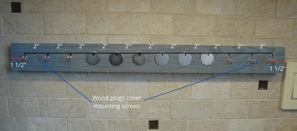 Measurements for knife holder