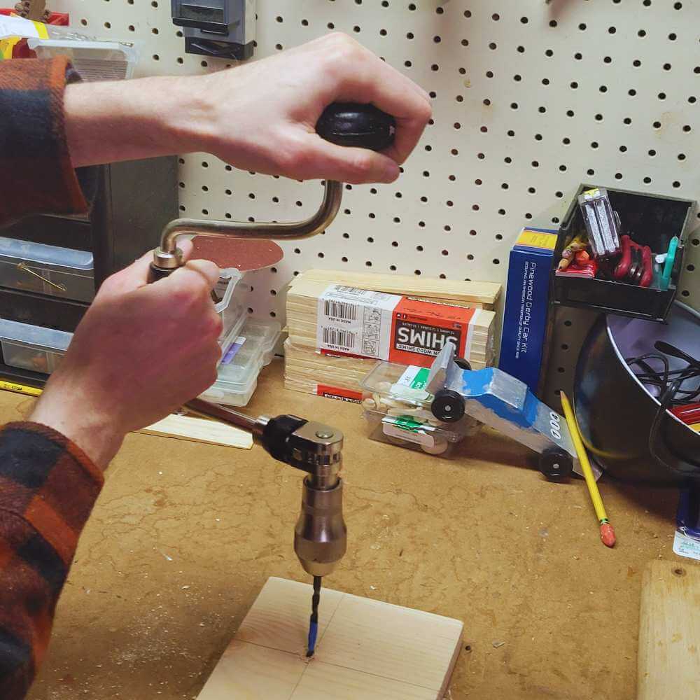 Using a vintage Sears hand drill