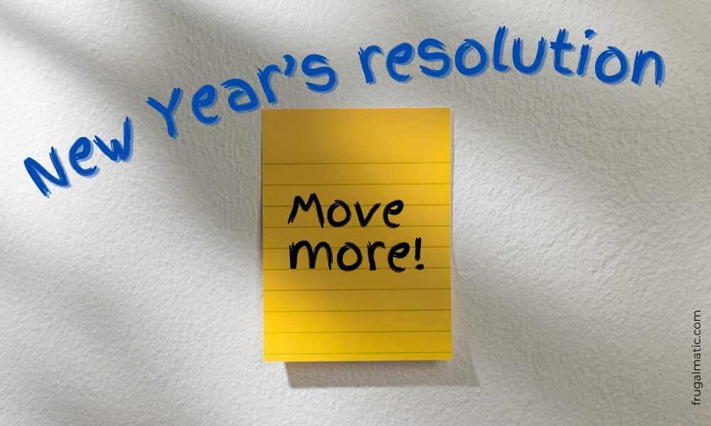 New Year's resolution title with "Move more!" on a paper note.